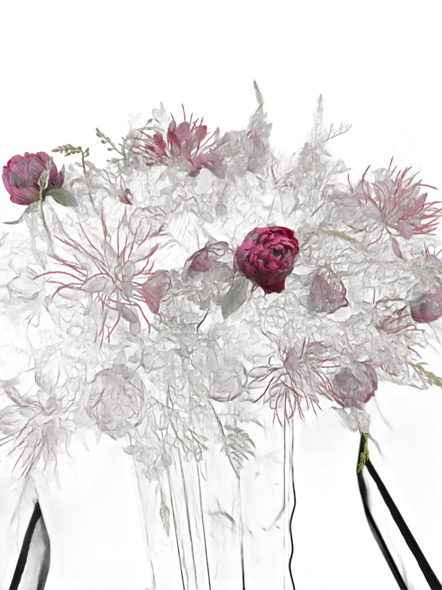 Sfeer rouwboeket met lint